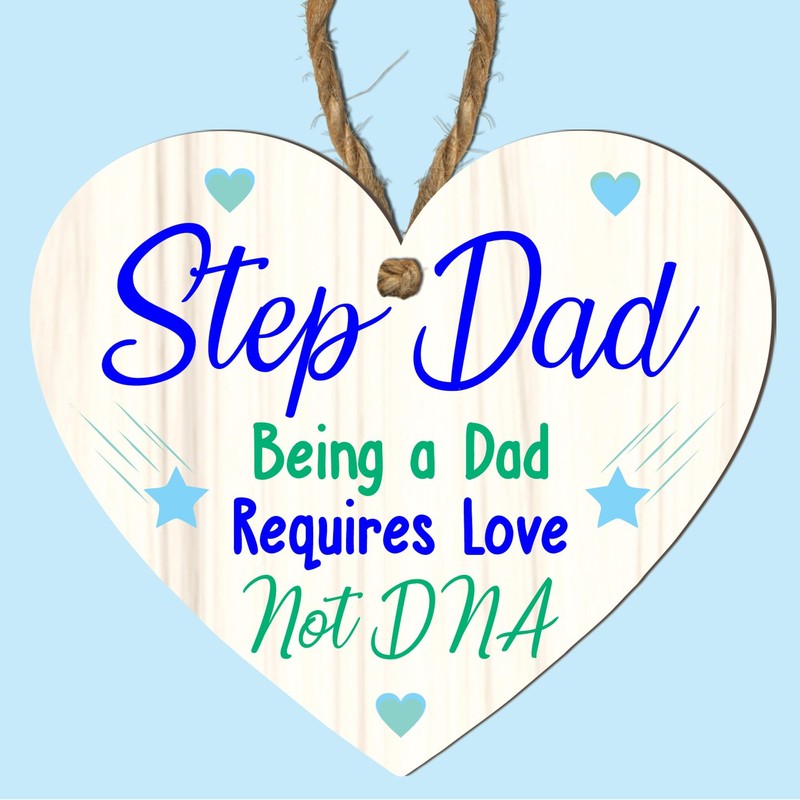 Pixie's Gifts Stepdad Wooden Heart Plaque - Sentimental Gift for