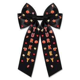 Vokone Fall Thanksgiving Hair Bows Hair Accessories for Women Girls Harvest Turkey Hair Bow Clips Jeweled Hair Barrettes Thanksgiving Party Favors Gifts Letter TURKEY Black