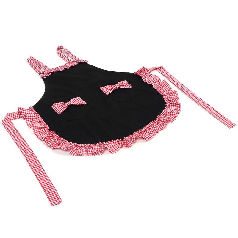 Bowknot Apron Multifunctional Cooking OilProof Waterproof Antifouling Apron for Kitchen(Black