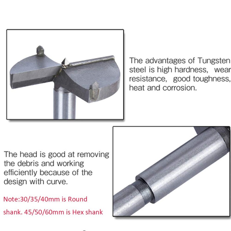 Aolex 6-Piece Forstner Bit Set, Router, Milling Heads with Centring