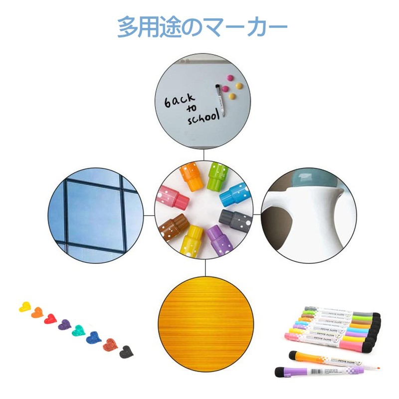 Samcos Dry Erase Board Marker, Magnetic Included, Fluorescent Marker Pen,