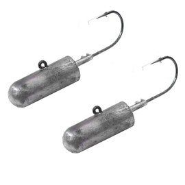 Qty 2 Fish WOW! 10oz Bullet Jig Head 32786 MUSTAD Hook 2X Strong 10/0 Black Nickel Hooks unpainted Jigheads - Plain