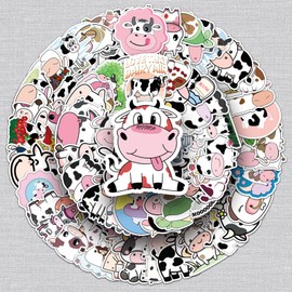 100 Pcs Cow Stickers for Kids Teens Adults Boys,Laptop,Skateboard,Luggage,Car,Bike,Cup,Computer,Water Bottle Stickers Pack Decor,Cute Cartoon Animal Vinyl Waterproof Sticker Decal