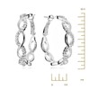 Gemini Women's Platinum Plated zirconia Crystal Round Hoop Pierced Earrings