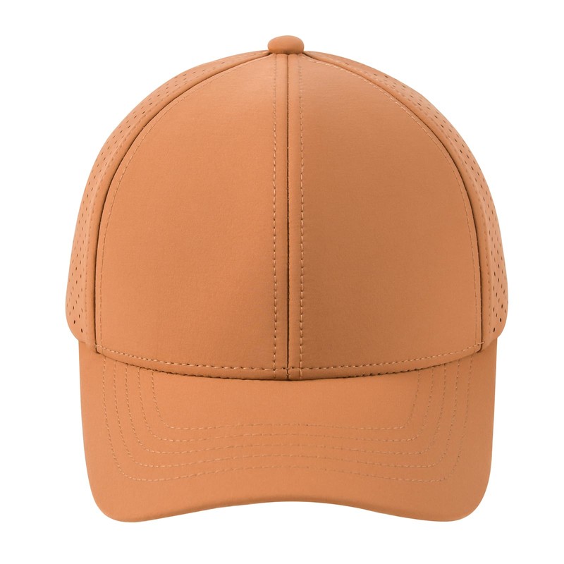 BOTVELA Men Baseball Cap Laser Cut Mesh Snapback Hat (Brown)