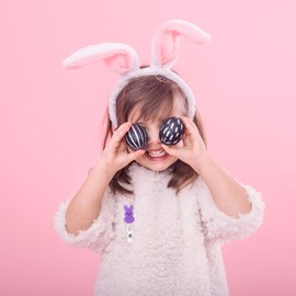 Easter Purple Rabbit Badge Holder,Easter Cute Bunny Badge Reel Retractable,Glitter Acrylic ID Name Tag Badge with Alligator Clip,Easter Gifts for Nurses Student Employee Doctors Party Supplies