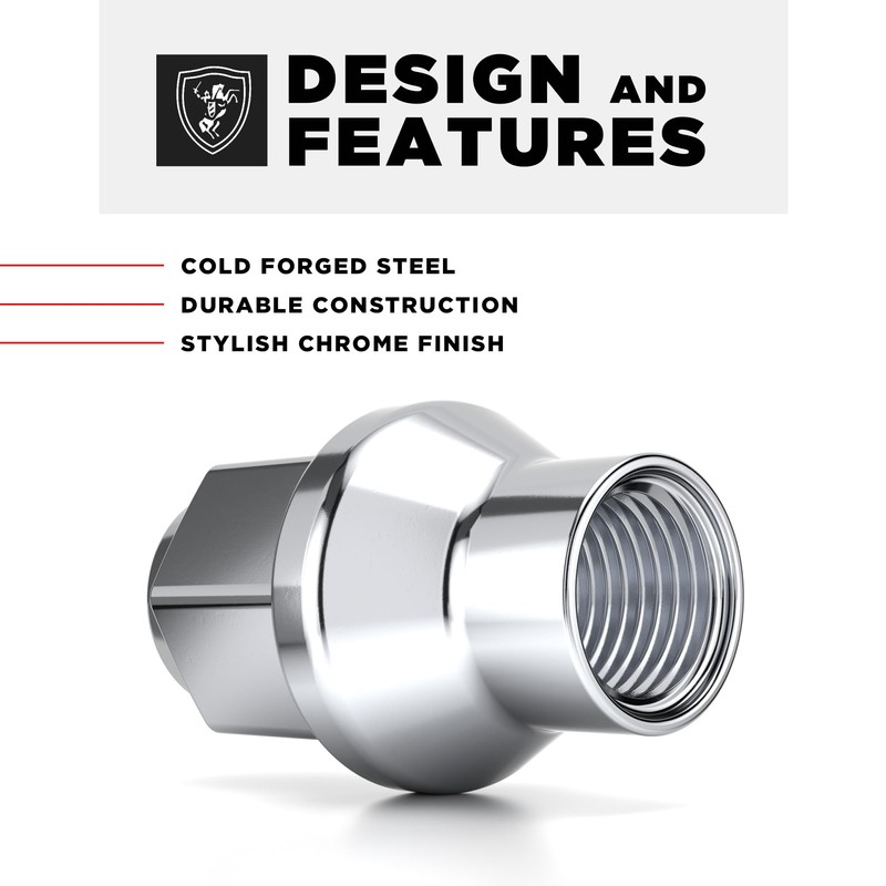 White Knight 7802-4 Chrome 7/16"-20 ET Bulge Lug Nut, 4