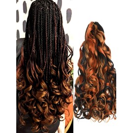 Pre Stretched Braiding Hair 20 Inch Loose Wave Crochet Braids Hair 8 packs Big wavy curly Bouncy Braiding Hair Curly Synthetic (M1b2730, 20inch(pack of 8))
