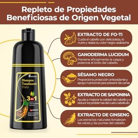 Hair Dye Shampoo, Black Hair Dye Shampoo con Tinte para Cubrir canas, 3 in 1 Semi-Permanent Hair Color para Mujer Hombre (Negro)