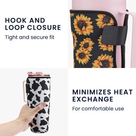 kwmobile 2 x Neoprene Bottle Sleeve for 1.2 L Cups – Sleeve for To-Go Drinking Cups – Thermal Case in Black Yellow White Pattern