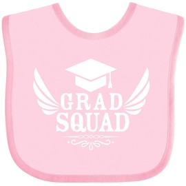 inktastic Grad Squad with Graduation Cap and Wings Baby Bib Pink 371d2