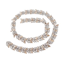 Crystal Rhinestone Chain 1 Yard 2.3cm Glass Rhinestone Leaf Shape Flower Chain DIY Decoration for Garments Earring Belt Champagne