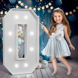 Marquee Numbers 3 feet tall,Cool White Light Up Numbers 0, Large Numbers for 10th 40th 50th Birthday Party Decorations, Big Numbers for Anniversary Decor（DIY Kits）
