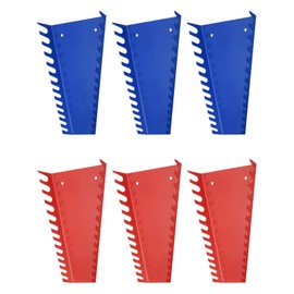 HARFINGTON 6pcs Metal Wrench Organizer, 78-Slot, Wrench Holder, Wrench Rack Tray Storage for Tool Box, Fit Metric & SAE Wrenches, Blue,Red