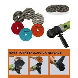 ComeFloor Dry Diamond Polishing Pads 4 Inch 3 Step Buffing Pad Set for Granite Marble Quartz Stone Concrete Countertop Polishing (3pcs, Step 1-3)