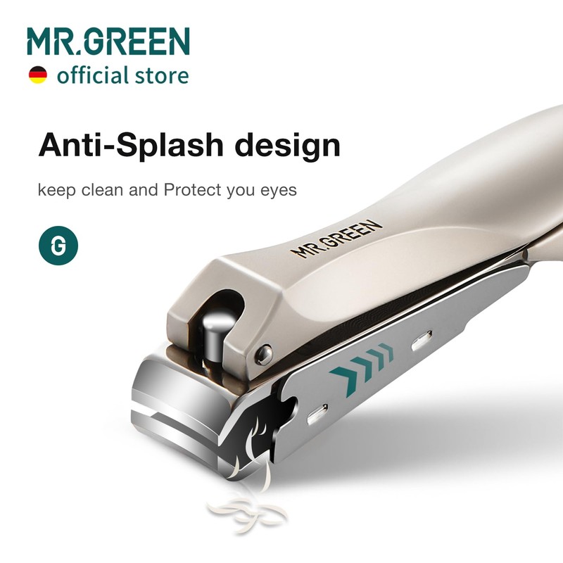 MR.GREEN Nail Clippers Stainless Steel Anti Splash Fingernail Cutter Manicure