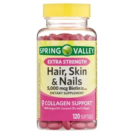 Spring Valley Extra Strength Hair, Skin & Nails Biotin 5000 mcg Softgels, 120 Ct