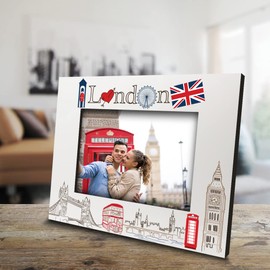 BELLA BUSTA-London Picture frame-Wedding, Honeymoon, Vacation in London- UV Print London symbols Design set (5x7 Horizontal)