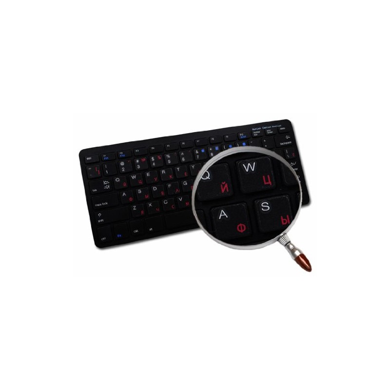 Russian Cyrillic Apple Keyboard Sticker with RED Lettering ON Transparent