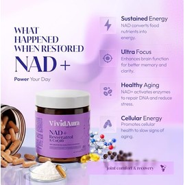 Suplementos NAD para mujeres – Fórmula Radiance con resveratrol, CoQ10, cúrcuma y bioperina – Suplemento de renovación celular para mujeres – Alternat