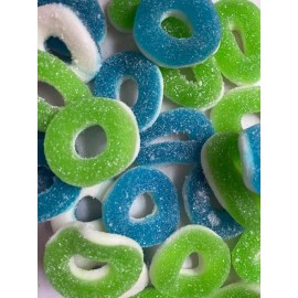 Unbranded BLUE RASPBERRY/SOUR APPLE Flavored Chewy Gummy/Gummi Rings-Bulk Candy- 1/2 Pound