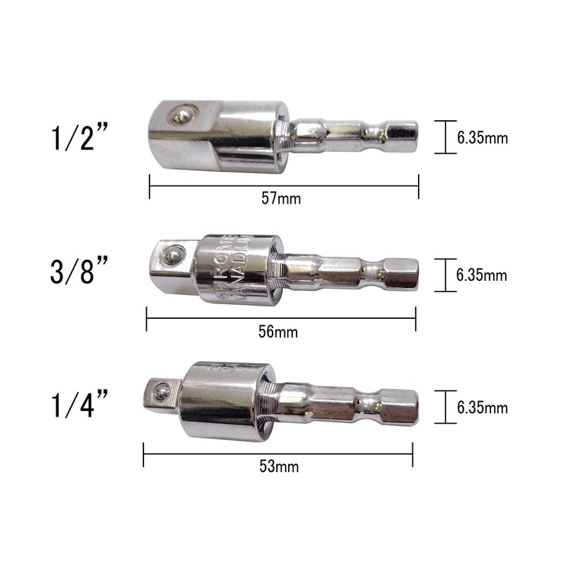 Universal Joint Oscillating Socket Adapter Set, Insertion Angle, 1/2, 3/8,