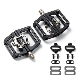 ANSJS SPD Bicycle Pedals, 2 in 1 SPD Pedals/Flat Pedals, CNC Aluminium Non-Slip SPD Pedals Bicycle, Click Pedals Bicycle Pedals Set for BMX MTB Trekking Mountain Bike Road Bike, Axle 9/16 Inch