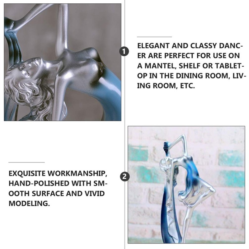 Dancing Girl Figurine Resin Table Decoration Ornament ,Blue,23x11cm