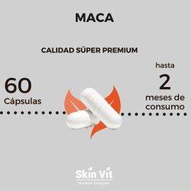 Maca Peruana Vit & Skin De 60 Cápsulas - Súper Premium Sabor Sin sabor