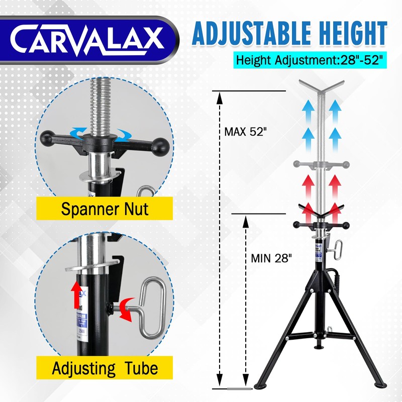 CARVALAX V-Head Pipe Jack Stands, 28"-52" Adjustable Pipe Stand Fits
