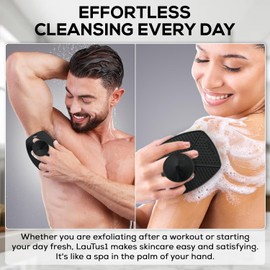 Cepillo de ducha exfoliante con mango de succión y gancho, esponja suave para hombres y mujeres, suave, higiénico, reutilizable, color negro grafito