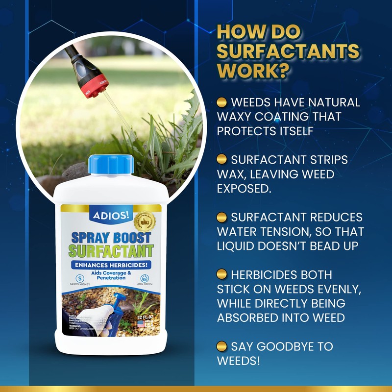 Adios! Spray Boost Surfactant for Herbicide and Weeds, Treats 400