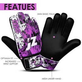 Soccer Goalie Gloves, Goalkeeper Gloves Fingersave,Soccer Gloves 4mm Latex Strong Grip Finger Spine Protection,Goalie Gloves for Kids Youth (Purple, Size 8 Suitable for Size M-L Adult)