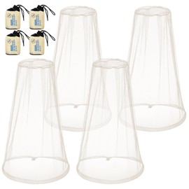 HESTYA 4 Pack Mosquito Net Face Mesh Net Protecting Net for Outdoor Hiking Camping Climbing Mosquito Fly Insects Preventing (Beige, Regular Size)
