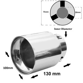 Rumplex Exhaust Trim Round Stainless Steel Sports Exhaust Tailpipe End Pipe Trim Exhaust Tips Tailpipe Trim Silencer Tip Universal Exhaust Pipe Chrome Rustproof