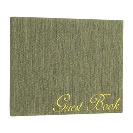 PATIKIL Elegant Guestbook, 9"x7" Fabric Wedding Guest Book Stylish Sign in Book with 50 Blank 120GSM Paper for Receptions Birthdays Funerals Special Events, Dark Green