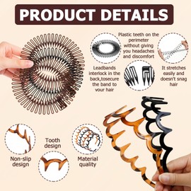 13 Pieces Zigzag Headband Zigzag Headband with Zag Headband Women's Zigzag Headband with Zag Hair Band Zag Elastic for Sports Fitness Daily for Women Girls (Black/Leopard)