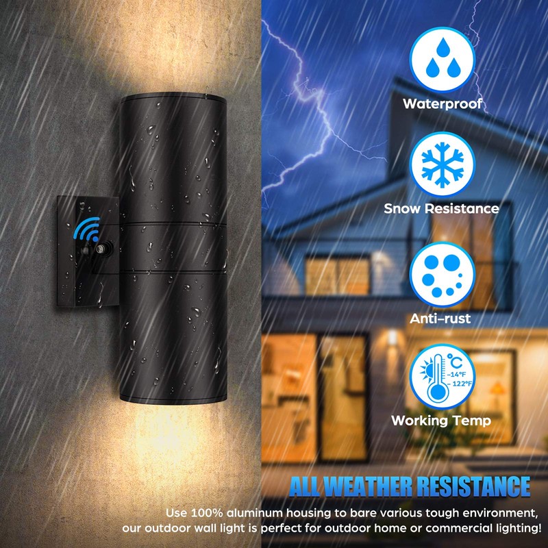 Modern Outdoor Wall Light with Dusk to Dawn Sensor, Exterior