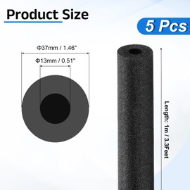 uxcell 5 Pcs Pipe Insulation Foam Tube, 1/2" ID x 1/2" TK x 3.3Ft Hollow Tube Covers for Outdoor Winter Freeze Protection Hot Cold Water Pipe, Black