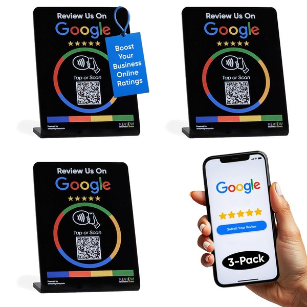 Google Review Stand (3 Stands) - NFC & QR Code