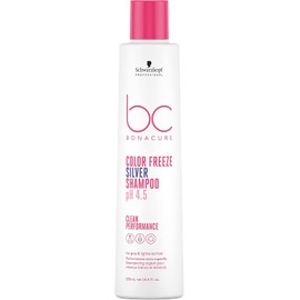Schwarzkopf Professional BONACURE - Color Freeze Silver Shampoo pH 4.5 250 ml, Champú Pigmentado, para Cabello Blanco y Aclarado, Devuelve el pH Óptimo, Previene Pérdida de Color, Añade Brillo, Limpia Suavemente