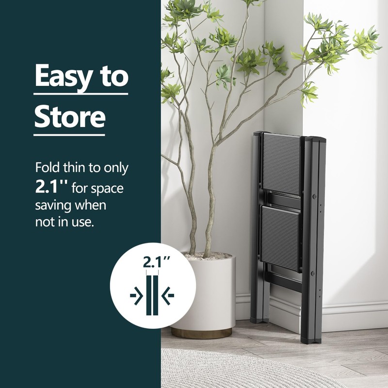 WOA WOA Step Ladder, Folding Step Stool with Widening Pedals,
