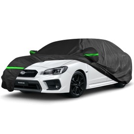 AROJAK Waterproof Car Cover for Subaru WRX 2012-2023,210D All Weather Car Covers with Zipper Door,Windproof Bands for Sun UV Snow Rain Dust Hail Protection