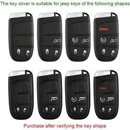 QBUC for Jeep Key Fob Cover with Keychain Soft TPU Key Fob Cas Dodge Durango Challenger Journey Dart Fiat Smart Key 200/300 Dodge Key Fob Cover