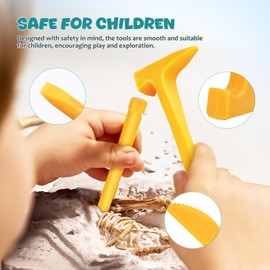 SEWACC Dig Tool Set Plastic Archaeological Excavation Tool Kit Dino Dig Kit with Mini Hammer Chisel Brush