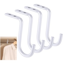 Gisafai 4 Pcs Closet Rod Center Support 1 Inch Heavy Duty Metal Wall Mount Rod Bracket Closet Rod Support Bracket Clothes Storage Hanger for Shelf Closet Rod (White)