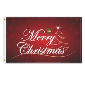 3×5 FT Merry Chrismas Flag, Large 100D New Year Holiday Outdoor Banner,Doube Side Printing Decor For Patio Garden With Brass Gromment