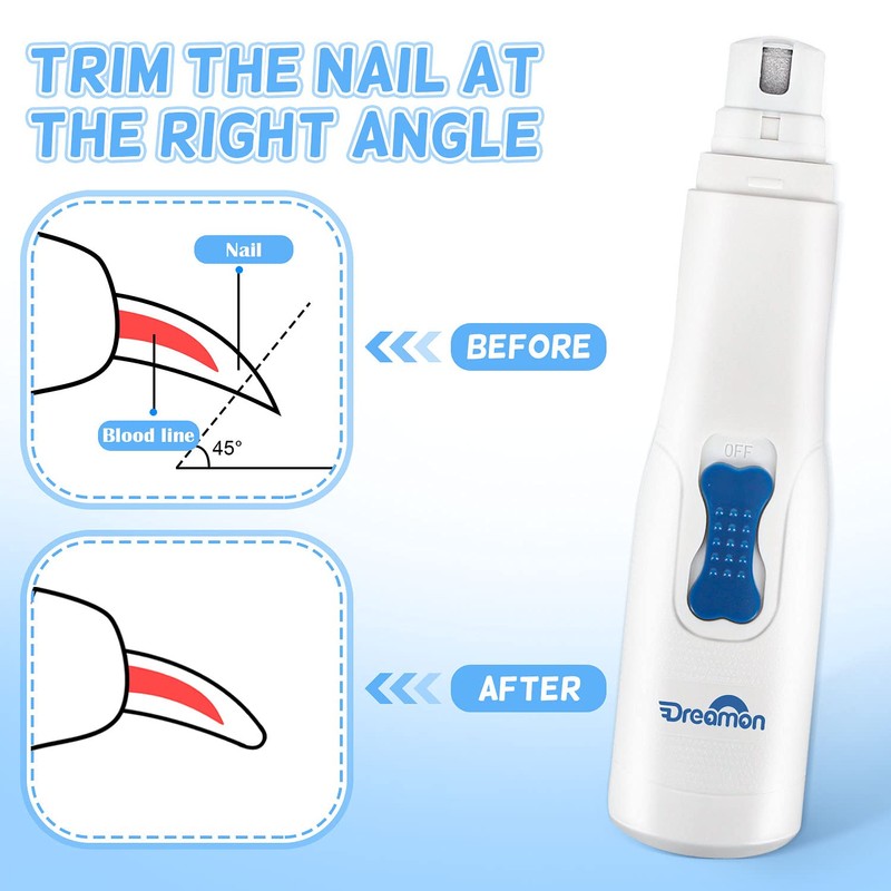 Dreamon Dog Electric Nail File Grinders, Pet Nail Trimmer Low