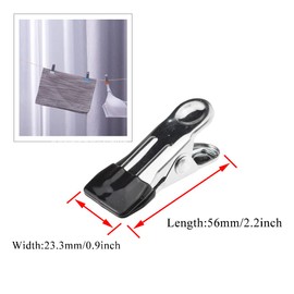 Hahiyo Stainless Steel Clothespins Sock Clip Laundry 2.2inch Length with Spring Strong Grip Windproof Easy Pinch Hang Handy Save Space Not Damage Leave Pinch Mark for Clothesline Towel Black 7PCS