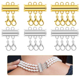 6 Pieces Necklace Layering Clasps, Magnetic Layered Necklace Clasps Double and Triple Necklace Clasps Necklace Connector for Jewellery Crafts Making